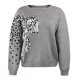 thumbnail image 4 of Suéter de punto casual de punto con cuello redondo de leopardo de manga larga para mujer Fridja hjk580, 4 of 5