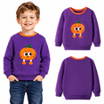 thumbnail image 2 of HILEELANG Kids 12M-7Y Halloween 100% Cotton Crewneck Sweatshirt, Pumpkin Graphic, Purple, 2 of 13