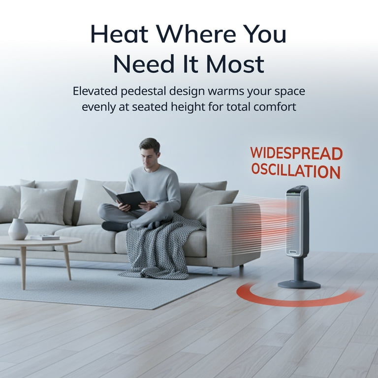 Lasko 1500W Indoor Oscillating Ceramic Pedestal Space Heater with