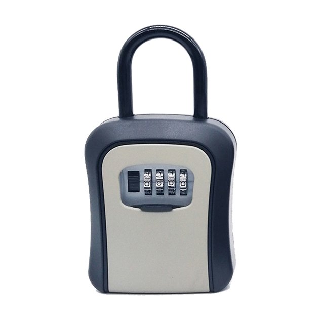 Caja de almacenamiento con cerradura de código de 4 dígitos con decoración de gancho de metal antirrobo para exteriores