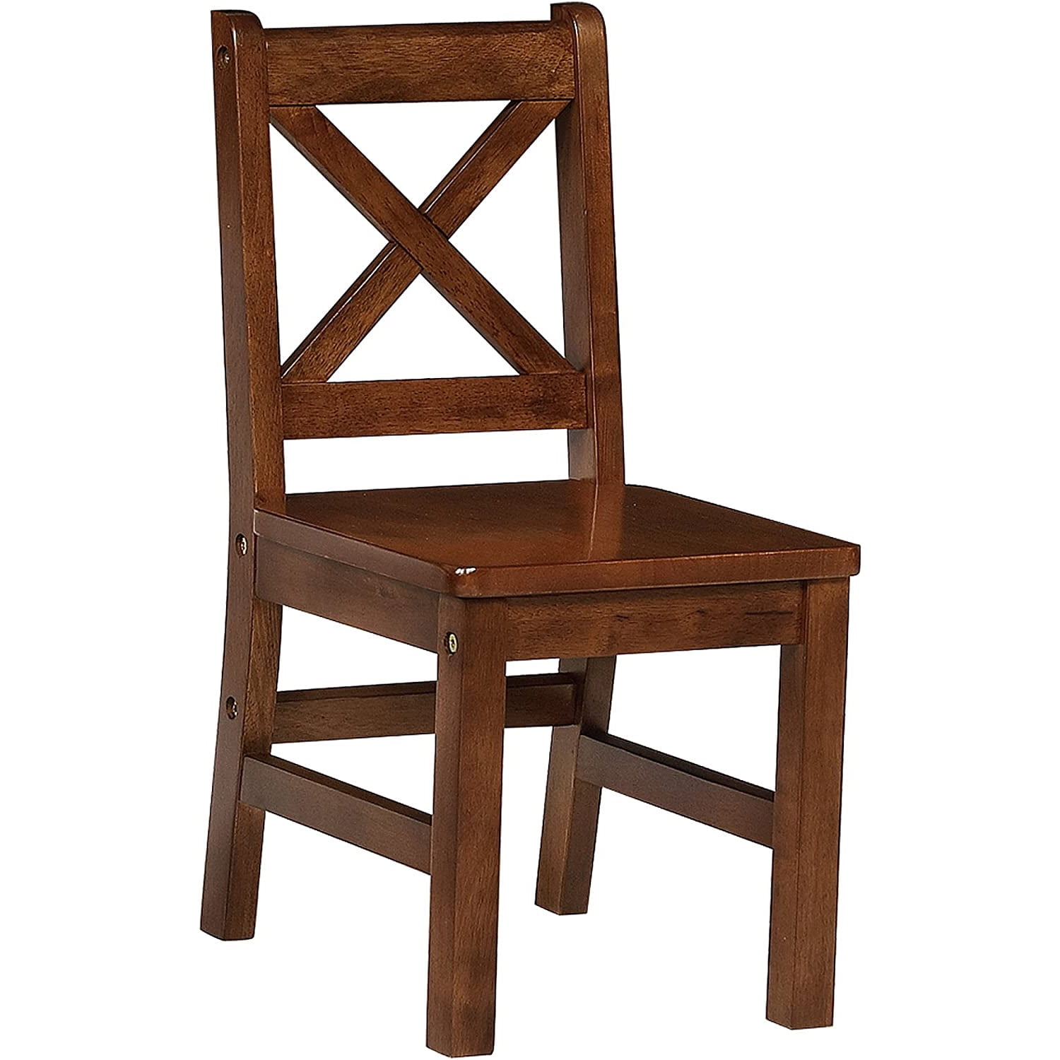 eHemco Solid Hard Wood Kids Table and X-Back Chairs Set (4 Chairs Included), Coffee, 5 Pieces Set