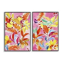 Stupell Industries Whimsical Leaf Impressions Plants & Flowers Painting Black Framed Art Print Wall Art, 12 x 18, Set of 2
