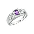 thumbnail image 3 of RYLOS Men's Rings Sterling Silver Classic 6X4MM Oval Gemstone & Diamond Ring Amethyst February Birthstone Rings For Men, Silver Rings, Size 11, 3 of 7