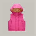 thumbnail image 2 of Toddler Kids Hooded Puffer Vest, Boys Girls Lined Sleeveless Jacket, Warm Zip Up Padded Waistcoat with Pockets for Fall Winter Outerwear(Hot Pink,5-6 Years), 2 of 7