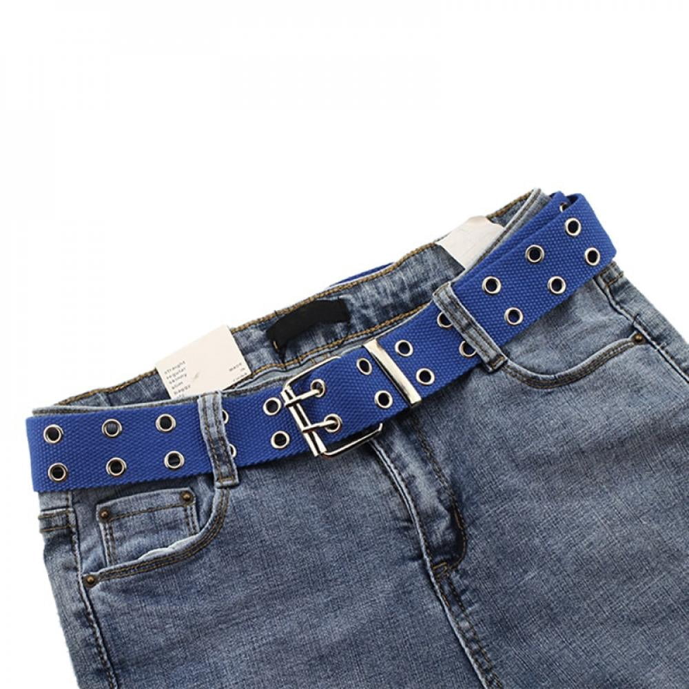 Double Grommet Denim Canvas Belt Wide for Jeans Dress Pants Unisex 100% Cotton Canvas Belt Double Grommet Hole Men Women  main image 2