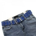 thumbnail image 3 of Double Grommet Leather Canvas Belt Prong Pin Buckle for Men Women Jeans Dresses Vintage Jeans Belts 2 Hole Grommet Belt, 3 of 6