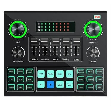 V9 Sound Card Stereo Audio Mixer with Effects and Voice Change for Computer Game Mobile Phone Live Broadcast ,Mic And Stereo Line Inputs