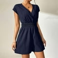 thumbnail image 2 of Women'S Summer Dressy Casual Short Sleeve Cute Rompers Flowy Dress Navy Blue S, 2 of 6