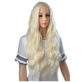 thumbnail image 2 of BERON Light Blonde Wavy Wigs Women Long Wig with Bangs 28'' Wavy Curly Synthetic Wigs, 2 of 6