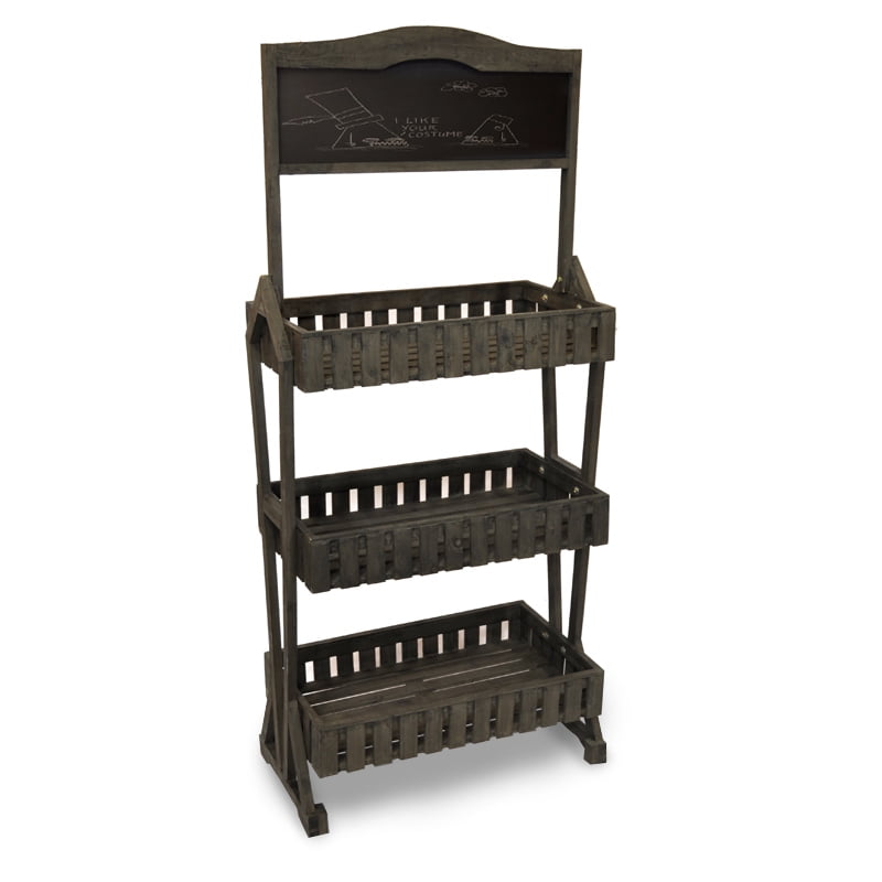 Wooden Picket Fence Display Shelf with Chalkboard