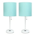 thumbnail image 1 of LimeLights White Stick Lamp with Charging Outlet and Fabric Shade 2 Pack Set, 1 of 8
