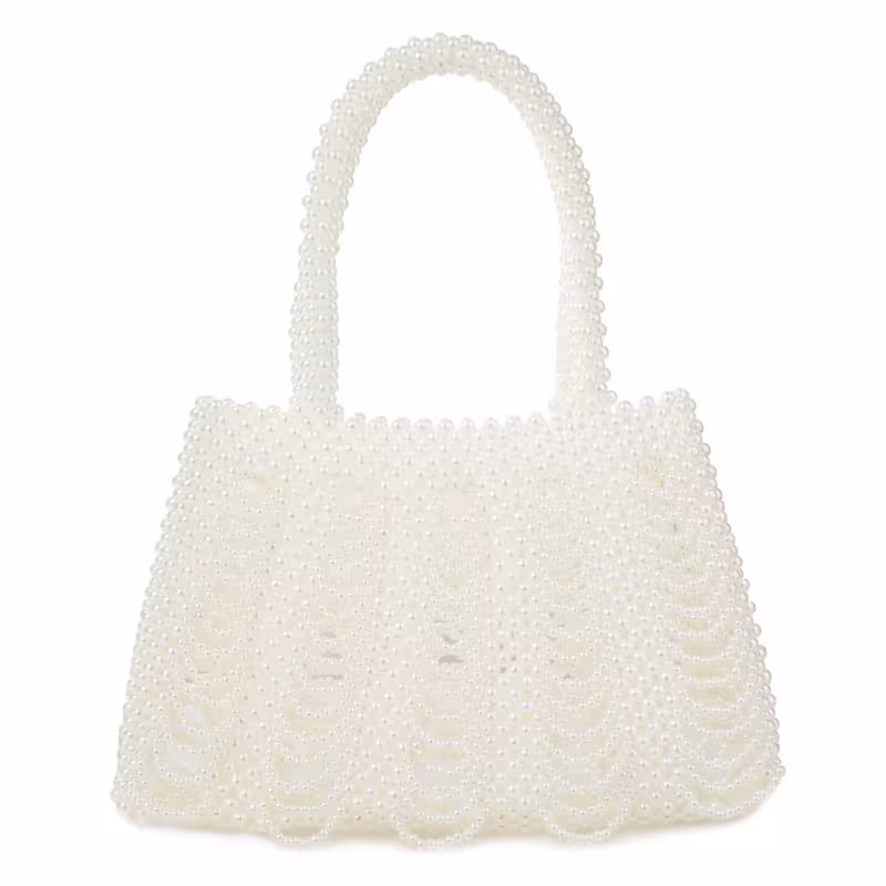 Pearl, variant on Acrylic Beaded Tassel Handbag Pearl Purse Evening Clutch for Wedding Party