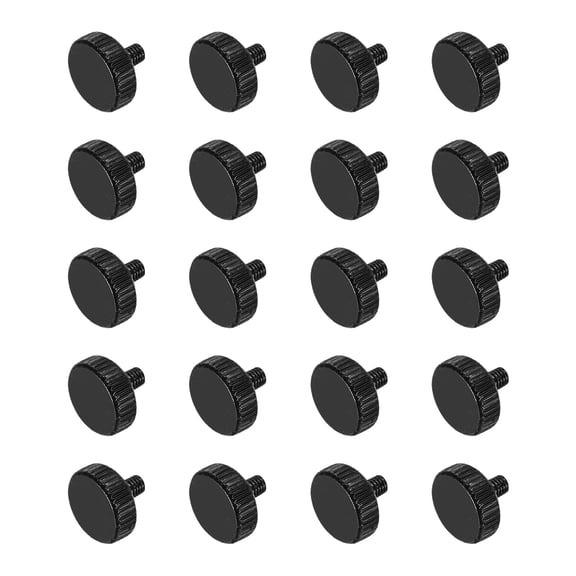 Uxcell M3x6mm Knurled Thumb Screws, Black Steel Flat Head Thumb Screws Zinc Plated Metric Knurled Head Bolts Grip Knobs Hand Tighten Thread Fasteners, 20 Pcs