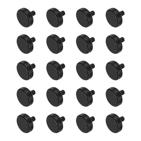 Uxcell M3x4mm Knurled Thumb Screws, Black Steel Flat Head Thumb Screws Zinc Plated Metric Knurled Head Bolts Grip Knobs Hand Tighten Thread Fasteners, 20 Pcs