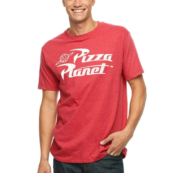 Toy Story Big Boy's Pizza Planet Red Heathered T-Shirt (Medium 10/12)