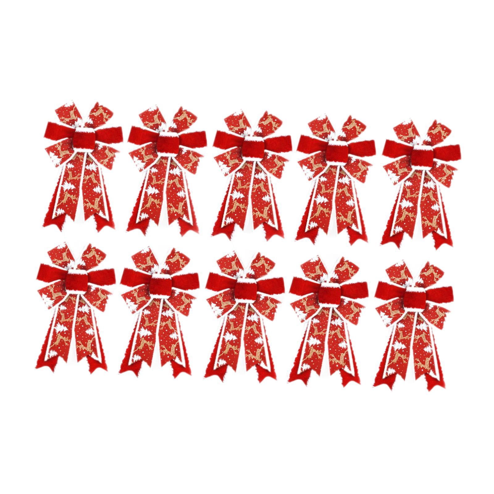 Sharprepublic 10 Pieces Christmas Ribbon Bows DIY for Treat Bags Valentine's Day Christmas