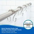 thumbnail image 4 of Kenney Rust-Resistant Metal Beaded Roller Ball Shower Curtain Double Hooks, Set of 12, Brushed Nickel, 4 of 7