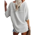 thumbnail image 2 of Frontwalk Women Tops V Neck Blouse Half Sleeve Shirts Ladies Casual T Shirt Batwing Summer Light Grey L, 2 of 4