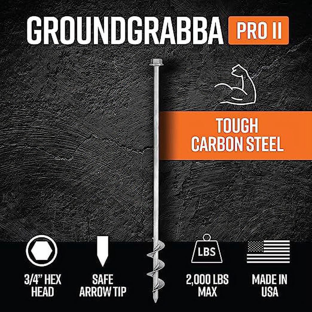 GroundGrabba Carbon Steel Ground 1 ft Anchor Tent Stakes (2 Pieces)