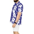thumbnail image 4 of HAPPY BAY Men's Hawaiian Shirts Short Sleeve Button Down Shirt Floral Shirt Men Holiday Tropical Beach Summer Party Shirts for Men Funny 3XL Allover Hibiscus, Blue, 4 of 6