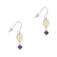 thumbnail image 1 of Delight Jewelry Purple Velvet Crystal Bicone Goldtone Leaf French Earrings, 1 of 4
