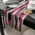 thumbnail image 3 of Pink Stripe Cotton Linen Table Runner 14 x 72 inch Gradient Grey Moire Geometric Modern Abstract Non-slip Rectangular Dining Table Decor for Wedding Party Holiday Dinner, 3 of 8