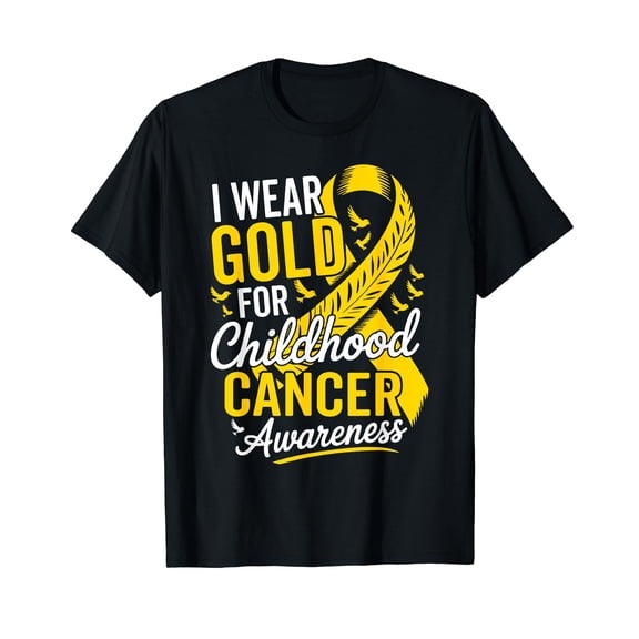 Retro I Wear Gold for Childhood Cancer Awareness Gold Ribbon T-Shirt
