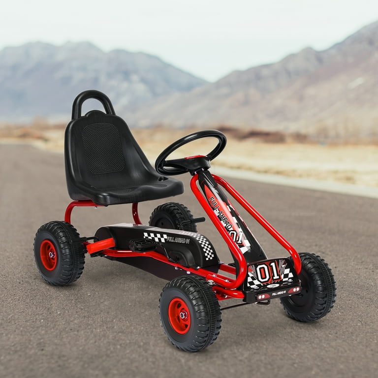 Gymax Kids Pedal Go Kart 4 Wheel Ride On Toys w/ Adjustable