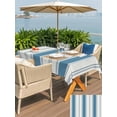 thumbnail image 5 of Outdoor Tablecloths with Umbrella Hole & Zipper, Blue Teal Striped Rectangle Tablecloth 52x70 Inch, Modern Farmhouse Stripe Waterproof Table Cloth, Patio/Pool/Picnic Table Covers, 5 of 8