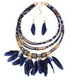 thumbnail image 5 of Feather Pendant Multi Layers Tribal Bib Necklace Statement Earring Jewelry Set, 5 of 9