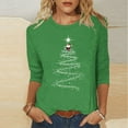 thumbnail image 2 of Bcresic Woman 3/4 Sleeve Tops Christmas Tree Shirts Trendy Xmas Tunic Blouses Round Neck Tees Fashion Comfy Pullover Clothing,X03_Green,Medium, 2 of 4