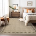 thumbnail image 2 of Nanan 3'x5' Scalloped Area rug Solid Minimalism Carpet, Washable Rug Non-Slip Low-Pile Indoor Mat for Living Room Bedroom Dining Room, Heather, 2 of 8