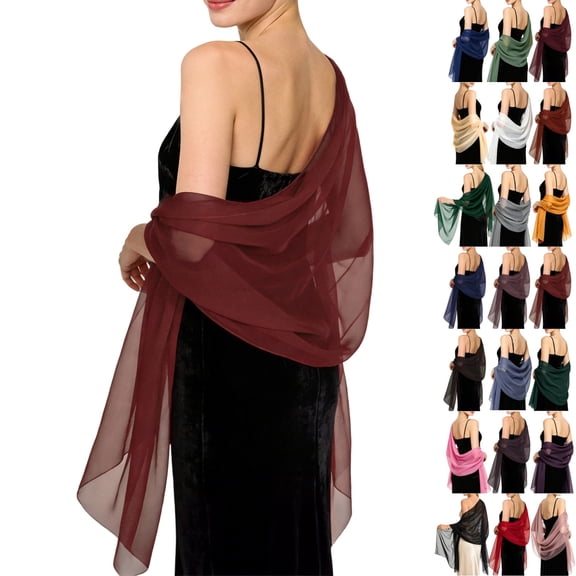 UDAUDU Shawls and Wraps for Evening Dresses Sheer Chiffon Women Elegant Comfort Soft Silky Wraps Wedding Bridal Scarf