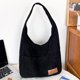 thumbnail image 3 of Bolso de mano de pana para mujer, bolso hobo retro de gran capacidad, bolso de compras suave (negro), 3 of 8