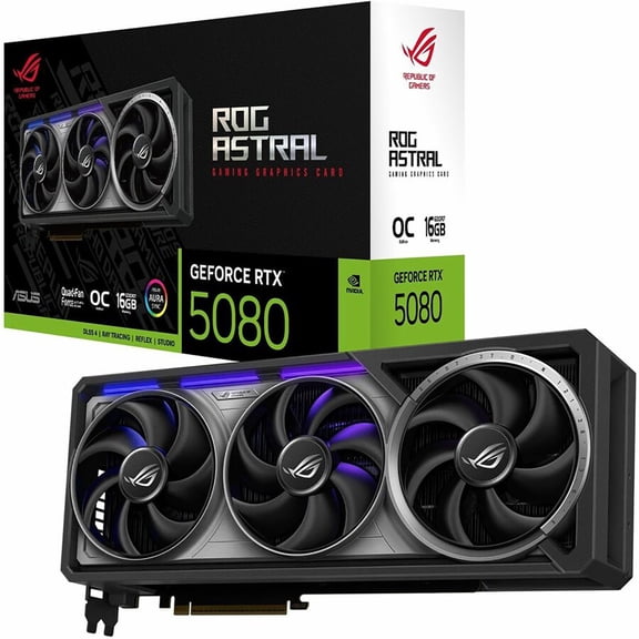 ASUS ROG Astral NVIDIA GeForce RTX 5080 16GB GDDR7 OC Graphics Card with Quad Fan