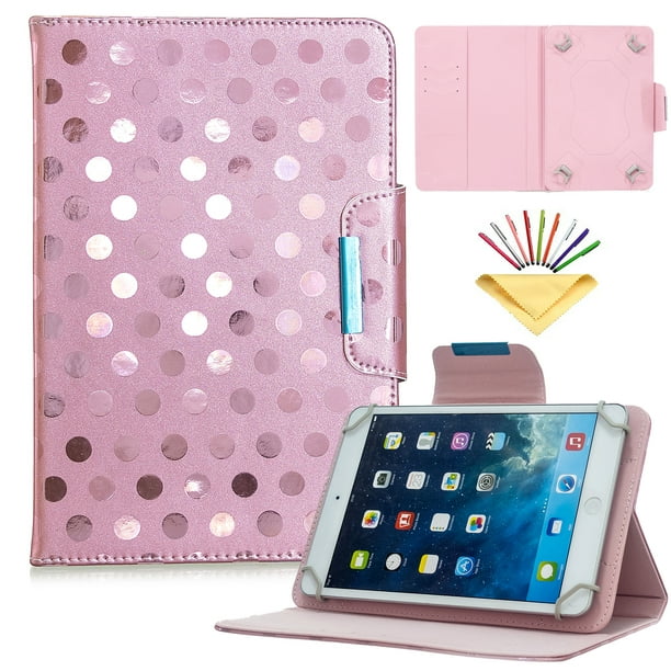 Dteck Universal 8 inch Case, Folio Cover Stand For 7.5" - 8.5" Screensize Tablet / iPad mini / Fire HD 8 / Samsung Tab 8" / ASUS ZenPad / Dragon Touch / Lenovo Pink - Walmart.com