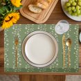 thumbnail image 4 of Sage Green Floral Placemats Set of 8, Spring Flowers Placemats for Dining Table, Place Mats for Kitchen Tabletop, Waterproof Wipeable Dining Table Mats Set, 4 of 9