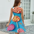 thumbnail image 6 of Candy Pattern Rainbow Lollipop Sleeveless Dress Women Summer Evening Dresses Ladies Sundress, 6 of 7