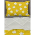 thumbnail image 3 of Yellow and White Comforter & Sham Bedding Set, Cloud Cartoones with Crown on Star Patterned Background, 3 pcs Duvet Set Microfiber Filling Quilt, 5 Sizes, Earth Yellow White, by Ambesonne, 3 of 4