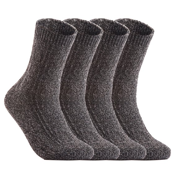Lian Style Big Girk's Women's 6 Pairs Pack Fashion Soft Wool Crew Socks Size 6-9 HR1613(Dark Grey)