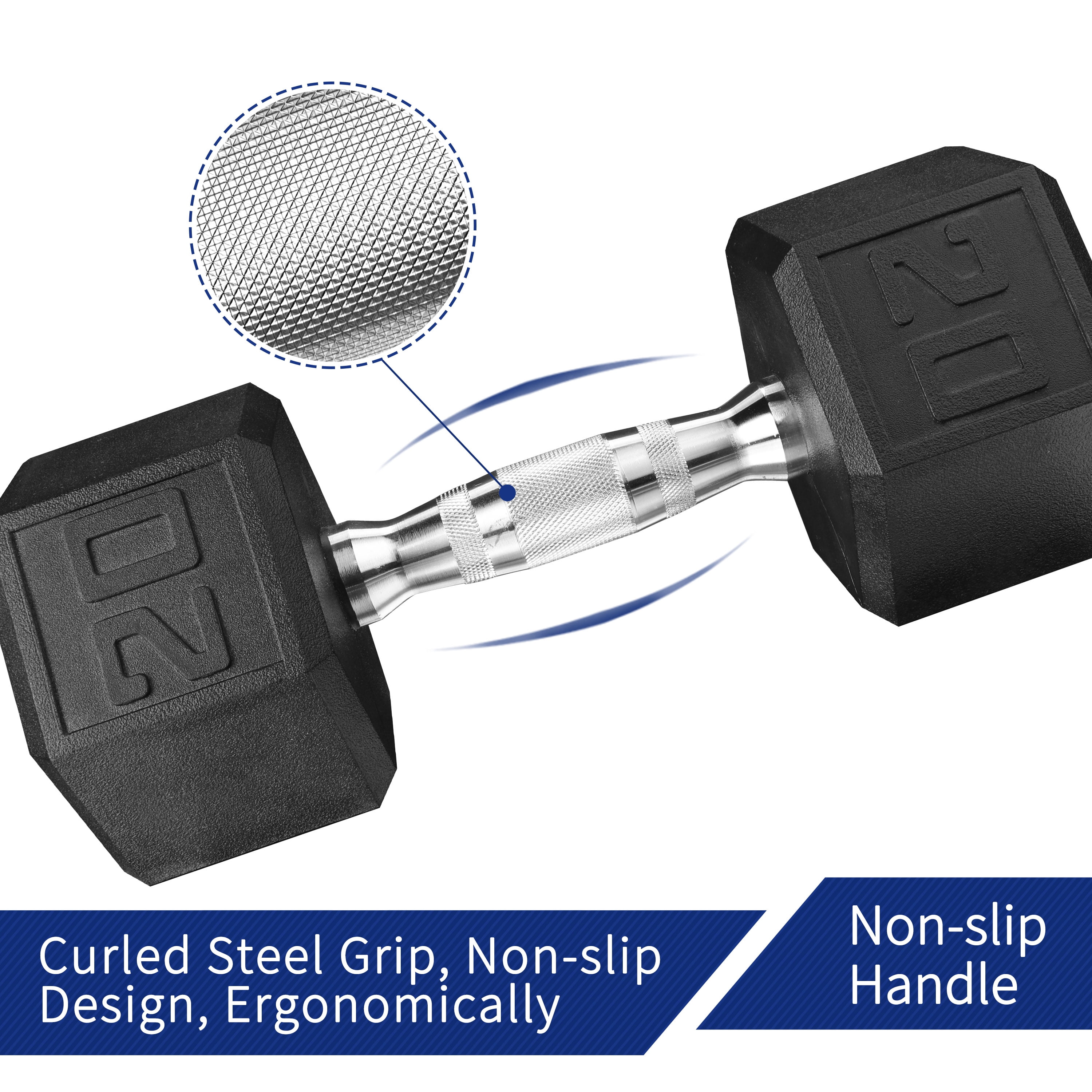 (2 pack) Athletic Works 20lb Hex Dumbbell, Single Weight, Black
