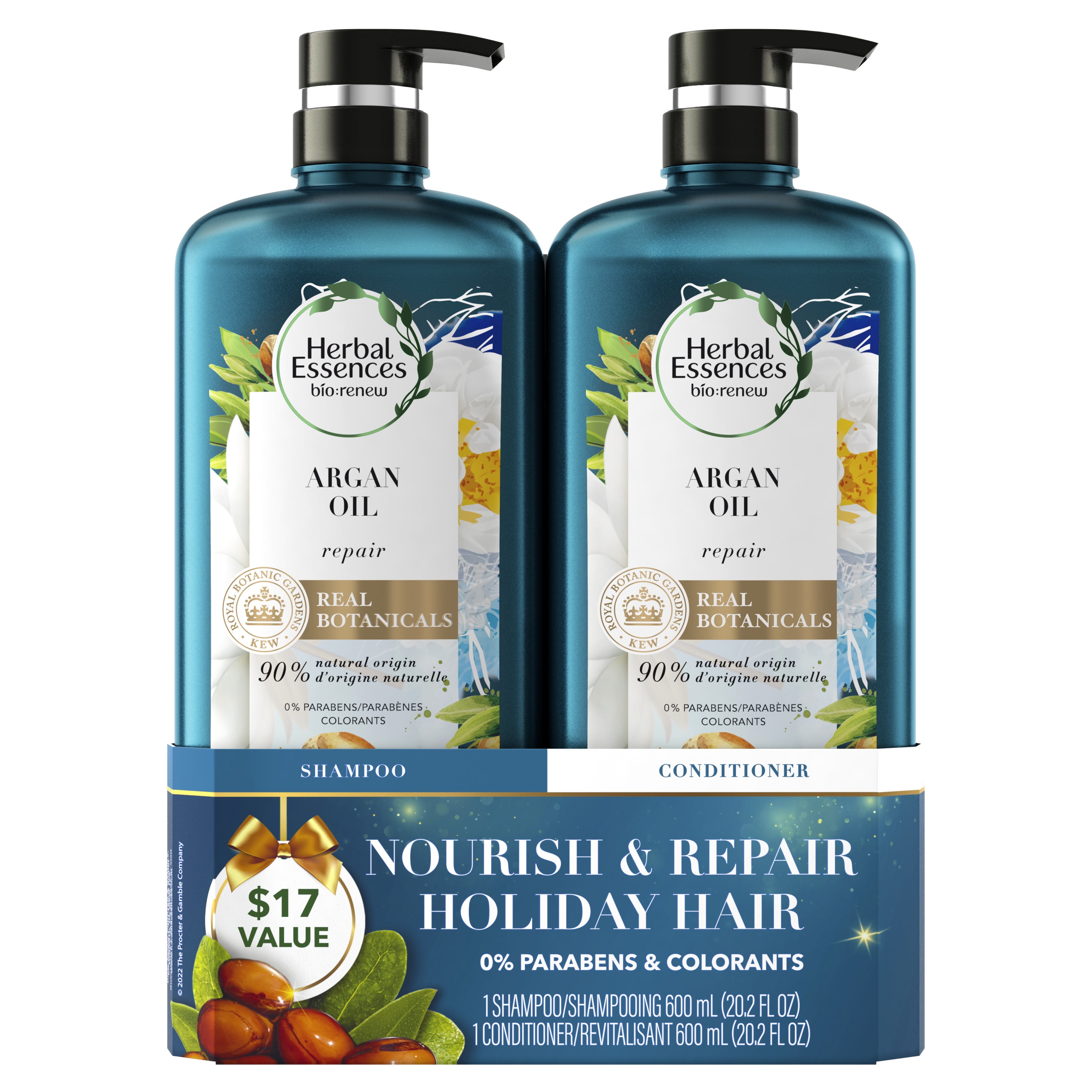 ($19 VALUE) Herbal Essences bio:renew Argan Oil Repairing Color-Safe Shampoo and Conditioner, 40.4 fl oz