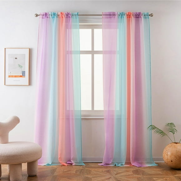 Cortina transparente Yancorp Rainbow Ombre 132 x 213 cm, 1 panel