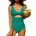 thumbnail image 1 of Charmo Maillot de Bain une Pièce pour Femme Froncé, Contrôle du Ventre, Col en V, Maillots de Bain, 1 of 6