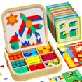 thumbnail image 1 of Juego de bloques magnéticos de madera edutree 288 unidades con tarjetas, 1 of 5