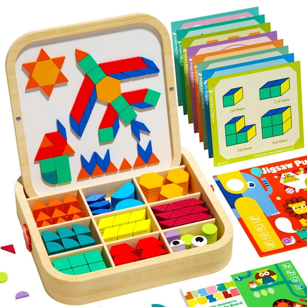 Juego de bloques magnéticos de madera edutree 288 unidades con tarjetas