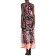 thumbnail image 2 of Nicole Miller Studio Sleeveless Keyhole Floral Print Maxi Dress Black Fuschia, 10, 2 of 2