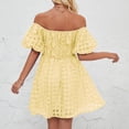 thumbnail image 4 of Lmnyox Off Shoulder Mini Dress for Women Puff Short Sleeve Cocktail Dress Summer Fashion Party Club Dress, 4 of 7