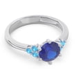 thumbnail image 3 of Diamond-Capitals 2.15 Carat Unique Round Cut Blue Sapphire & Blue Topaz Gemstone Bridal Ring for Women 14K White Gold Size 6, 3 of 7