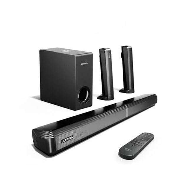 ULTIMEA Barra de Sonido para Smart TV 4.1 Canales con Subwoofer, Potencia Máxima 200W, Barra de Sonido Desmontable 2 en 1 para TV, Bluetooth 5.3, Graves Ajustables, 3 Modos EQ Barra de Sonido para TV,